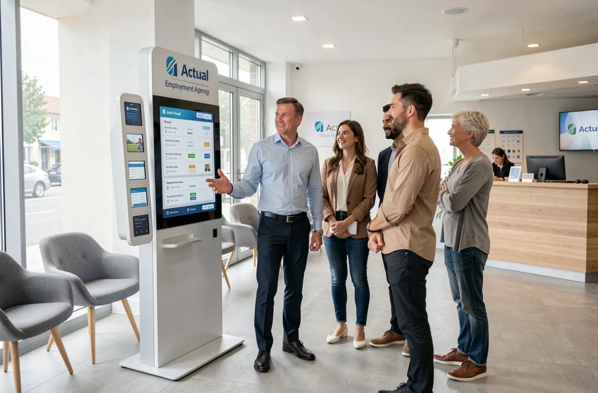 Recruteur Actual Group accueillant des candidats dans une agence d'emploi et d'intérim en France